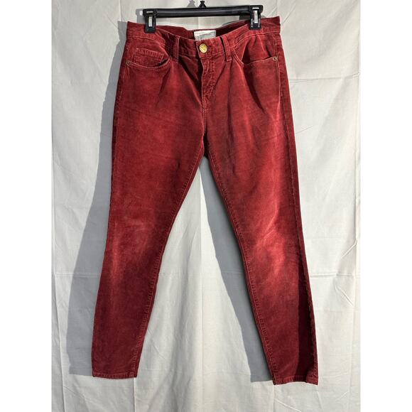 Current Elliott Jeans Pants Womens 29 Red Corduroy Stiletto Ankle Skinny Stretch - Picture 1 of 11